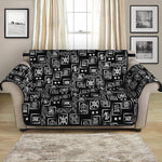 Black Adinkra Symbols Pattern Print Loveseat Protector