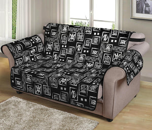 Black Adinkra Symbols Pattern Print Loveseat Protector