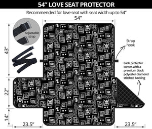 Black Adinkra Symbols Pattern Print Loveseat Protector