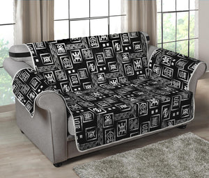 Black Adinkra Symbols Pattern Print Loveseat Protector