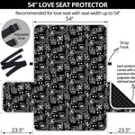 Black Adinkra Symbols Pattern Print Loveseat Protector