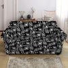 Black Adinkra Symbols Pattern Print Loveseat Slipcover