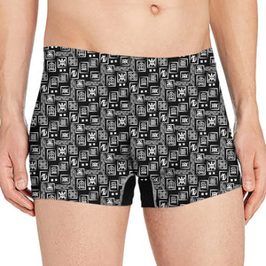 Black Adinkra Symbols Pattern Print Men's Boxer Briefs