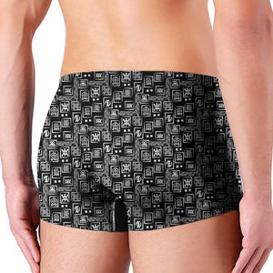 Black Adinkra Symbols Pattern Print Men's Boxer Briefs