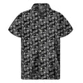 Black Adinkra Symbols Pattern Print Men's Short Sleeve Shirt