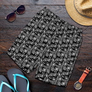 Black Adinkra Symbols Pattern Print Men's Shorts