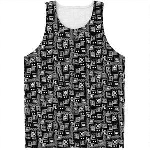 Black Adinkra Symbols Pattern Print Men's Tank Top