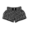 Black Adinkra Symbols Pattern Print Muay Thai Boxing Shorts