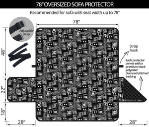 Black Adinkra Symbols Pattern Print Oversized Sofa Protector