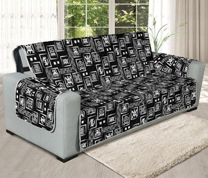 Black Adinkra Symbols Pattern Print Oversized Sofa Protector