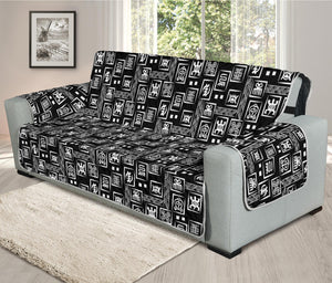 Black Adinkra Symbols Pattern Print Oversized Sofa Protector