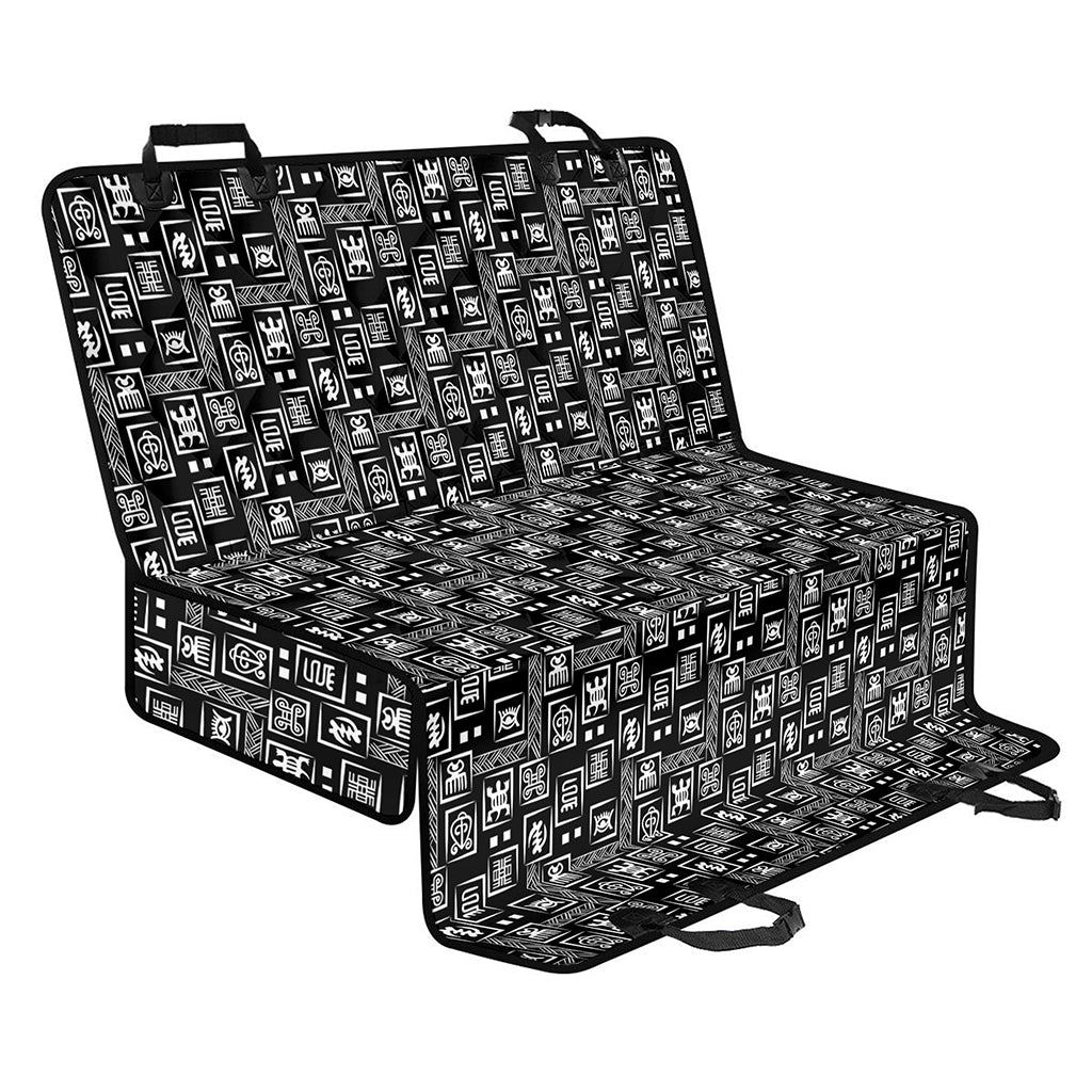 Black Adinkra Symbols Pattern Print Pet Car Back Seat Cover