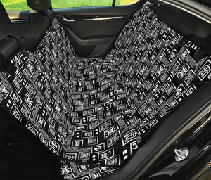 Black Adinkra Symbols Pattern Print Pet Car Back Seat Cover