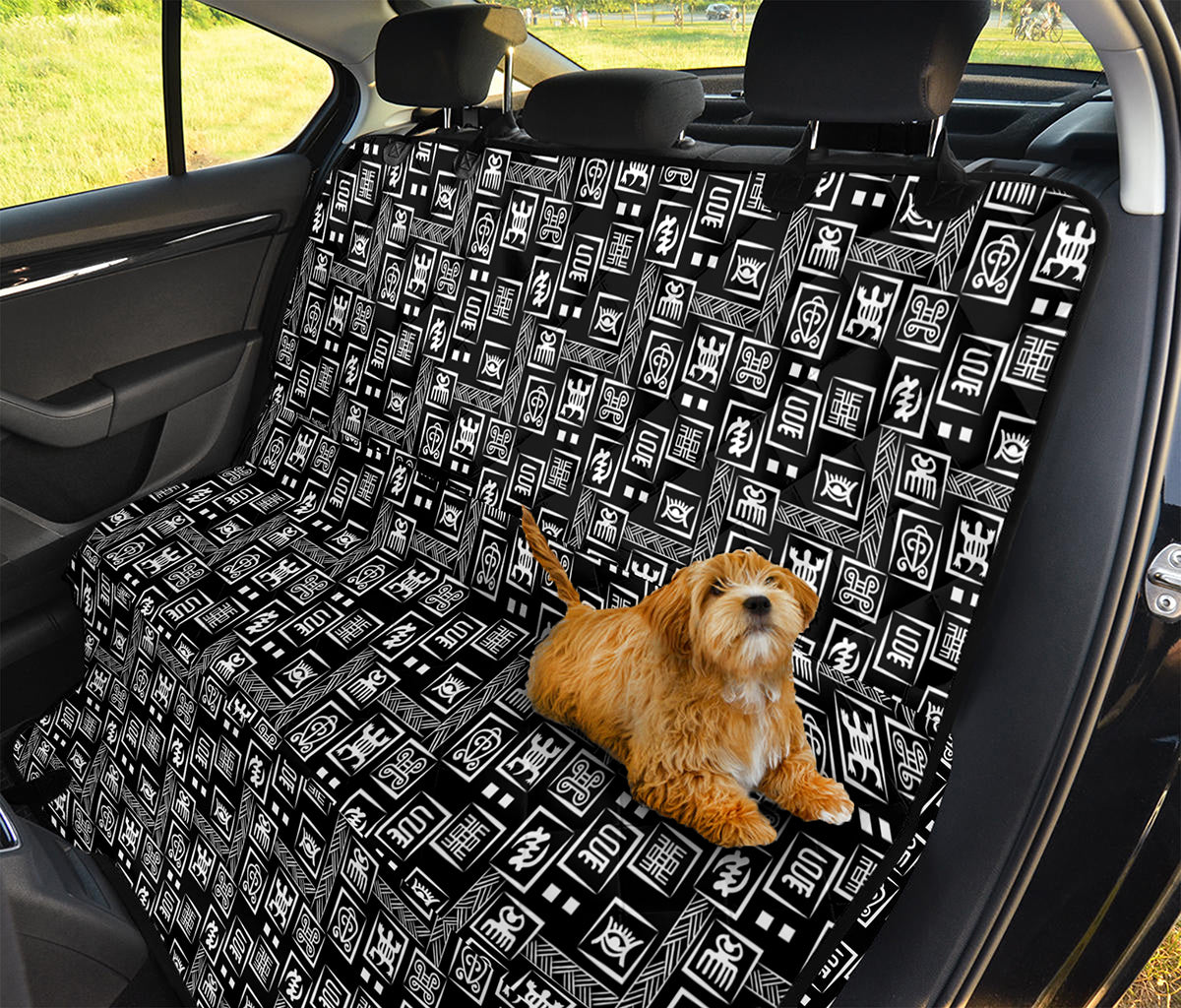 Black Adinkra Symbols Pattern Print Pet Car Back Seat Cover