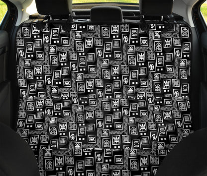 Black Adinkra Symbols Pattern Print Pet Car Back Seat Cover