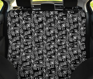 Black Adinkra Symbols Pattern Print Pet Car Back Seat Cover