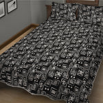 Black Adinkra Symbols Pattern Print Quilt Bed Set