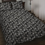 Black Adinkra Symbols Pattern Print Quilt Bed Set