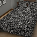 Black Adinkra Symbols Pattern Print Quilt Bed Set