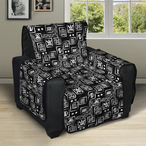 Black Adinkra Symbols Pattern Print Recliner Protector