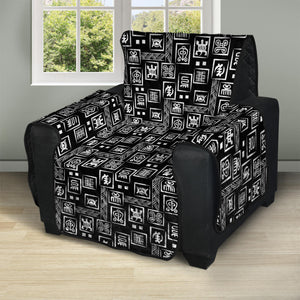 Black Adinkra Symbols Pattern Print Recliner Protector