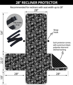 Black Adinkra Symbols Pattern Print Recliner Protector