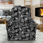 Black Adinkra Symbols Pattern Print Recliner Slipcover