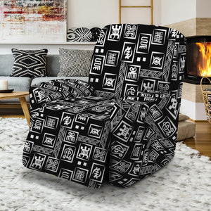 Black Adinkra Symbols Pattern Print Recliner Slipcover