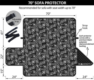 Black Adinkra Symbols Pattern Print Sofa Protector