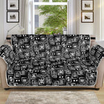 Black Adinkra Symbols Pattern Print Sofa Protector