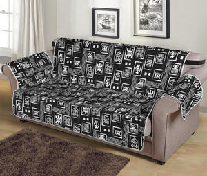 Black Adinkra Symbols Pattern Print Sofa Protector