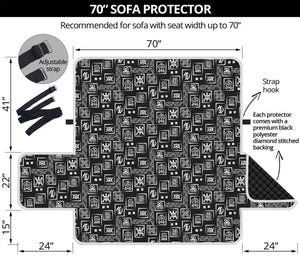 Black Adinkra Symbols Pattern Print Sofa Protector