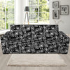 Black Adinkra Symbols Pattern Print Sofa Slipcover