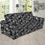 Black Adinkra Symbols Pattern Print Sofa Slipcover