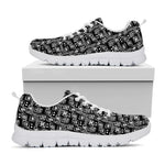 Black Adinkra Symbols Pattern Print White Sneakers