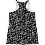 Black Adinkra Symbols Pattern Print Women's Racerback Tank Top