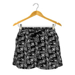 Black Adinkra Symbols Pattern Print Women's Shorts