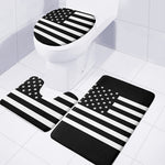 Black American Flag Print 3 Piece Bath Mat Set