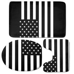 Black American Flag Print 3 Piece Bath Mat Set