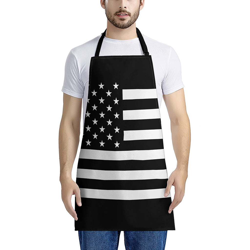 Black American Flag Print Apron