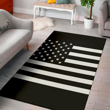 Black American Flag Print Area Rug