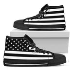Black American Flag Print Black High Top Shoes