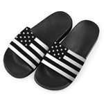 Black American Flag Print Black Slide Sandals
