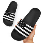 Black American Flag Print Black Slide Sandals