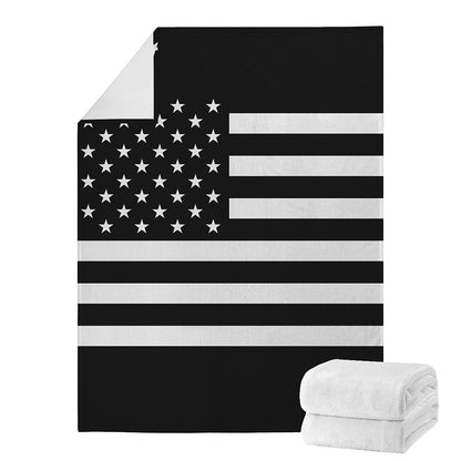 Black American Flag Print Blanket