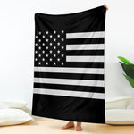 Black American Flag Print Blanket