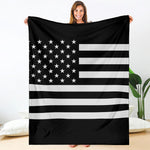 Black American Flag Print Blanket