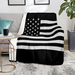 Black American Flag Print Blanket