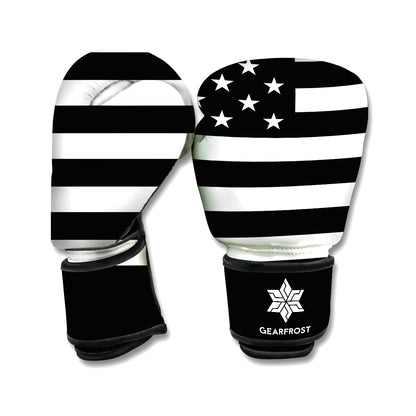 Black American Flag Print Boxing Gloves