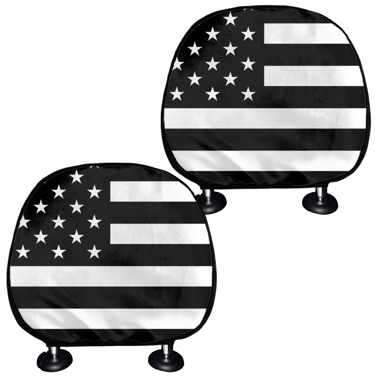 Black American Flag Print Car Headrest Covers